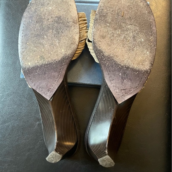 Donald J. Pliner Gold and Brown Slide Sandals with Twisted Design - Picture 6 of 8